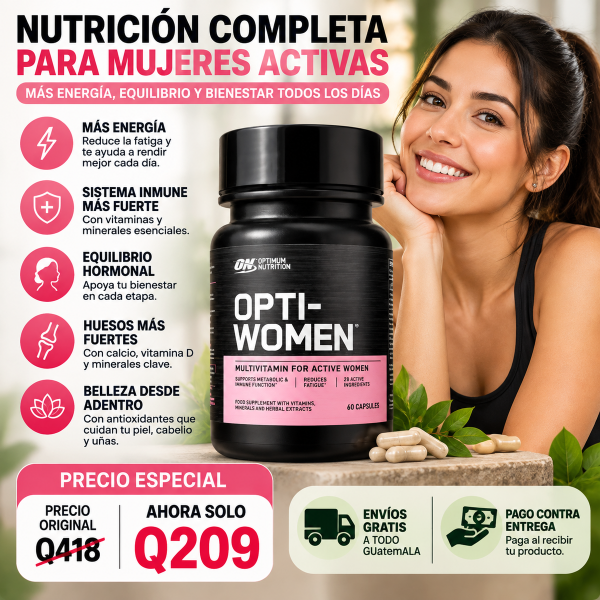 Optimum Nutrition Opti-Women – Multivitamínico para Mujeres Activas con Vitaminas y Minerales Esenciales