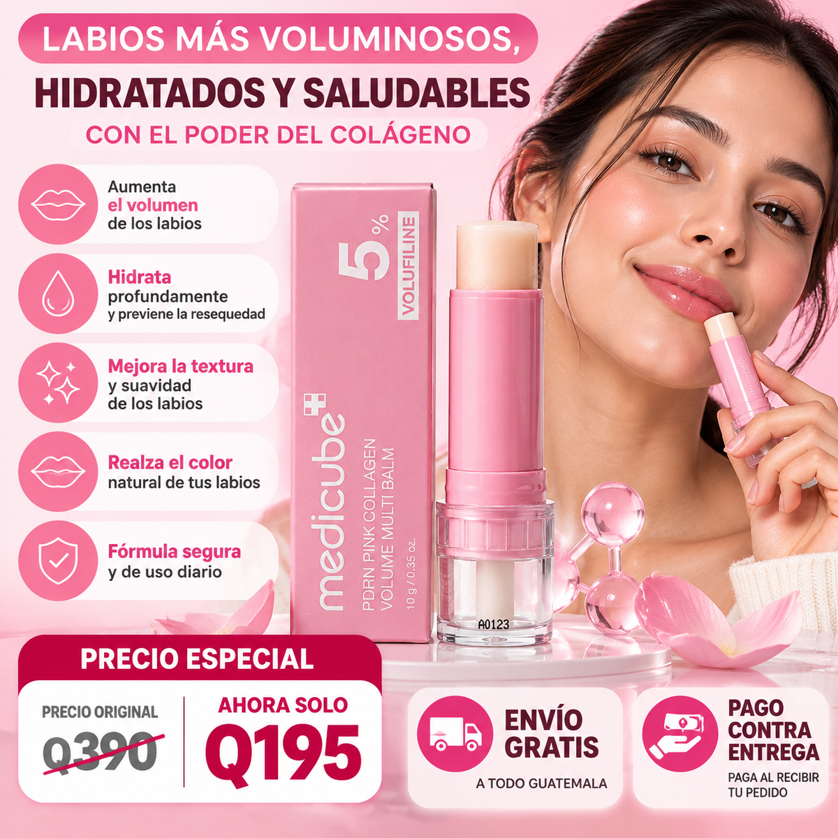 Bálsamo Labial Voluminizador PDRN Pink – Labios Más Suaves, Hidratados y Definidos