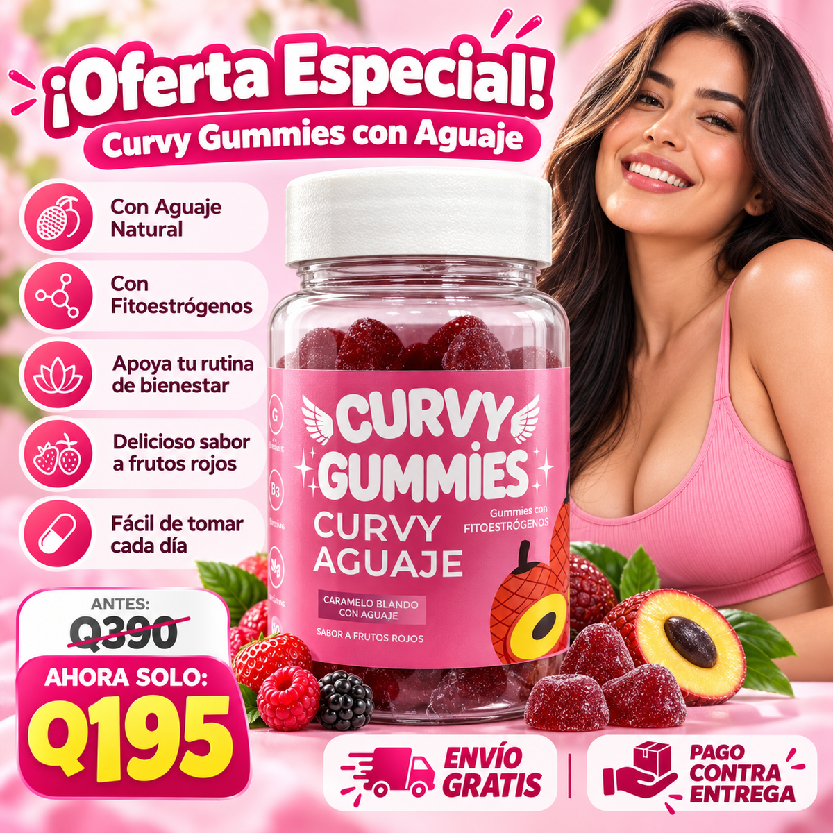 Curvy Gummies con Aguaje | Gomitas con Fitoestrógenos y Sabor a Frutos Rojos