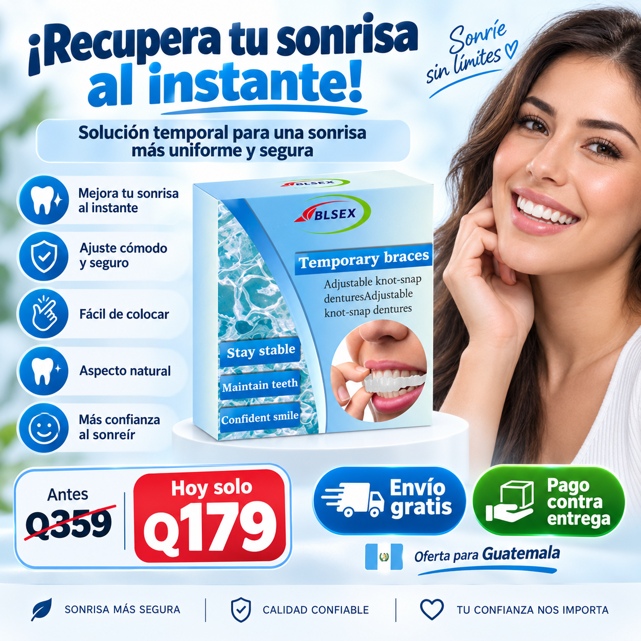 Prótesis Dental Temporal Ajustable BLSEX – Sonríe con Confianza Nuevamente