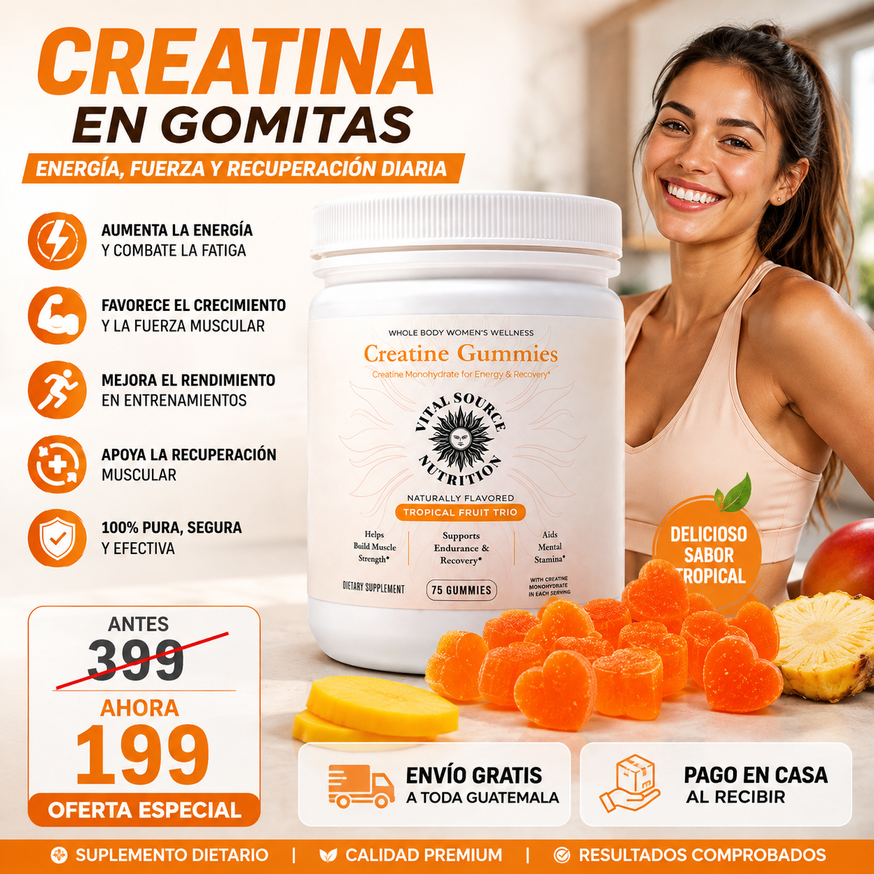 Creatina Gummies para Mujer – Energía, Fuerza y Recuperación 💪🍑