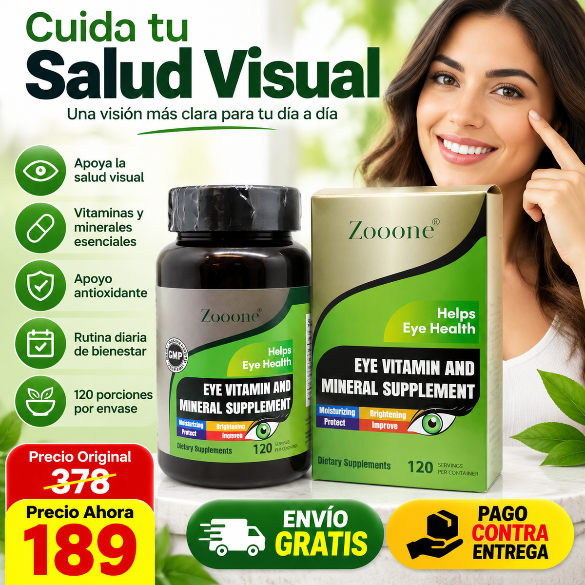 Zooone® – Suplemento de Vitaminas y Minerales para la Salud Visual, 120 Cápsulas